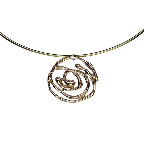 Ciondolo Vortice piccolo in bronzo con collarino.