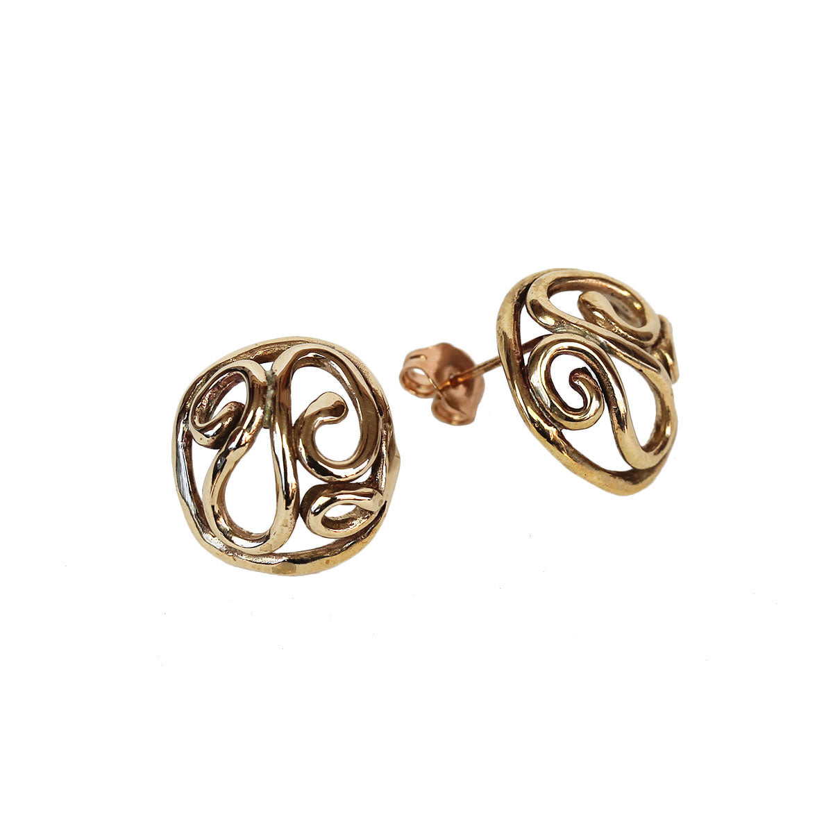 Orecchini Cage corti in bronzo con perno