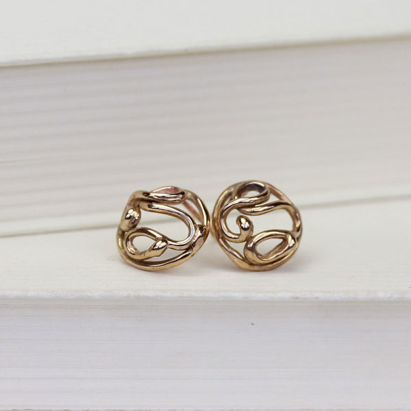 Orecchini Cage mini in bronzo con perno