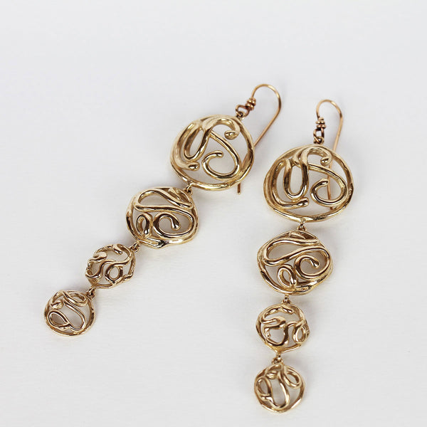 Orecchini Cage pendenti in bronzo con monachella.